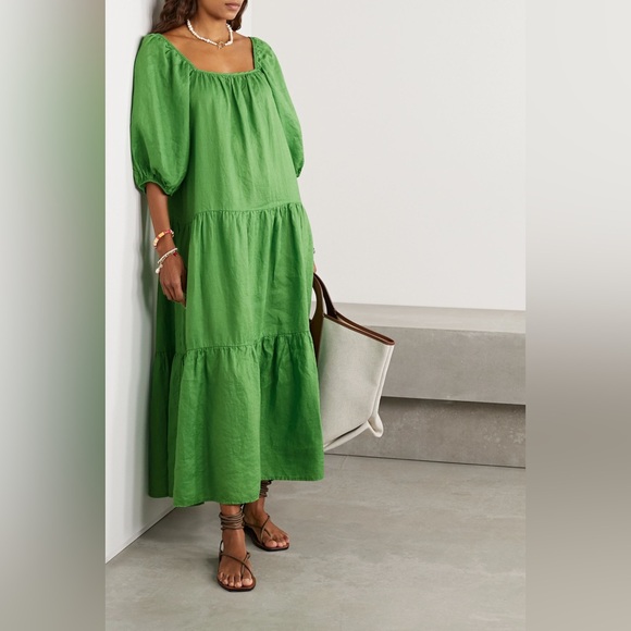 green emerald velvet dress Green Stripe Reina Dress main image 0